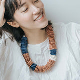 Amber L Adjustable Necklace / Brown Mix