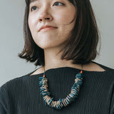 Amber S Adjustable Necklace / Cream & Teal Mix