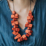 Block 2 Adjustable Necklace / Orange