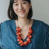 Block 2 Adjustable Necklace / Orange