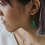 Oblong Mismatch Earrings / Army Green