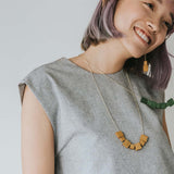 Mia Series 2 Square 2 Chain Necklace / Mustard