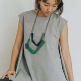 Quadrangle Q1 Adjustable Necklace / Blue Mix