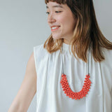 Dot Bib Adjustable Necklace / Red