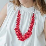 Cube Adjustable Necklace / Red