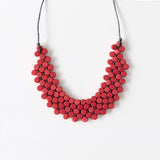 Dot Bib Adjustable Necklace / Red