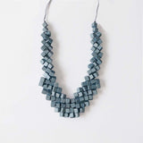 Cube Adjustable Necklace / Sky Blue