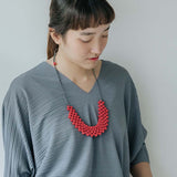 Dot Bib Adjustable Necklace / Red