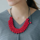 Dot Bib Adjustable Necklace / Red
