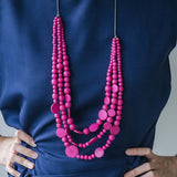 Droplet Adjustable Necklace / Raspberry