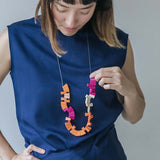 Peacock Adjustable Necklace / Orange Mix