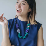 Peacock Adjustable Necklace / Purple Mix