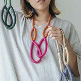 Rope Adjustable Necklace / Raspberry Mix