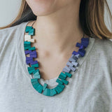 Peacock Adjustable Necklace / Purple Mix