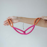 Rope Adjustable Necklace / Raspberry Mix