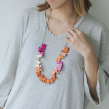 Peacock Adjustable Necklace / Orange Mix