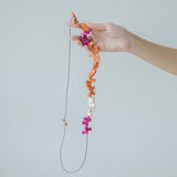 Peacock Adjustable Necklace / Orange Mix