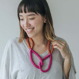 Rope Adjustable Necklace / Raspberry Mix