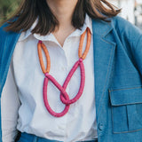 Rope Adjustable Necklace / Raspberry Mix