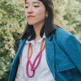 Rope Adjustable Necklace / Raspberry Mix