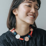 Brooke L Adjustable Necklace / Red Mix