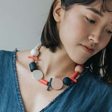 Brooke L Adjustable Necklace / Red Mix