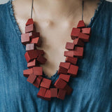 Block 2 Adjustable Necklace / Maroon