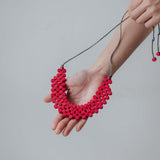 Dot Bib Adjustable Necklace / Red