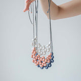 Seed Interlace Adjustable Necklace / Peach