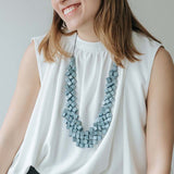 Cube Adjustable Necklace / Sky Blue