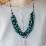 Seed Strand Adjustable Necklace / Teal