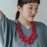 Cube Adjustable Necklace / Red