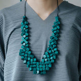 Cube Adjustable Necklace / Kelly Green