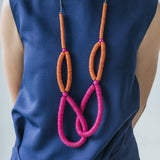 Rope Adjustable Necklace / Raspberry Mix