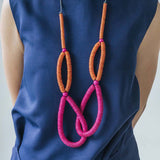 Rope Adjustable Necklace / Raspberry Mix