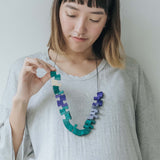 Peacock Adjustable Necklace / Blue Mix