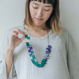 Peacock Adjustable Necklace / Purple Mix