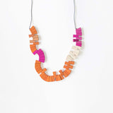 Peacock Adjustable Necklace / Orange Mix