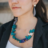 Peacock Adjustable Necklace / Purple Mix