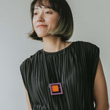 Block Necklace Orange Mix