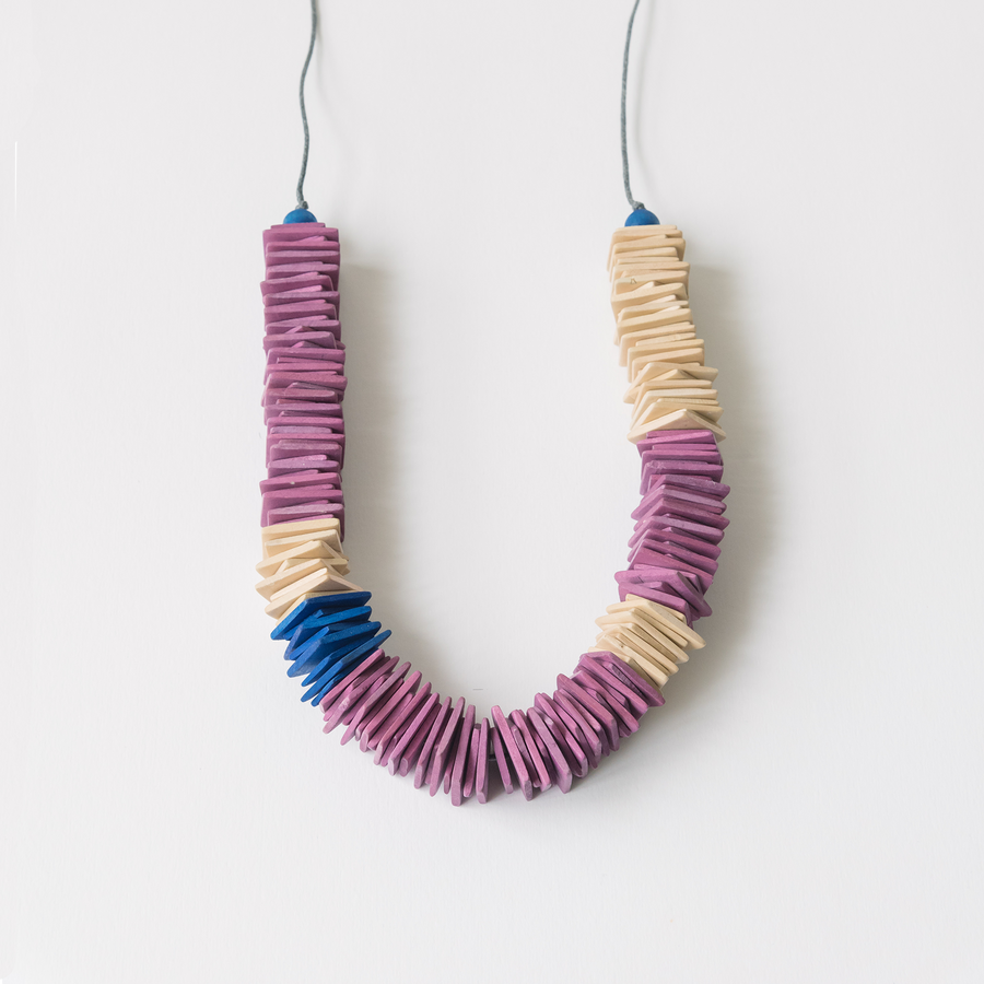 Amber L Adjustable Necklace / Purple Mix