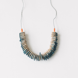 Amber S Adjustable Necklace / Cream & Teal Mix