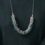 Amber S Adjustable Necklace / Cream & Teal Mix