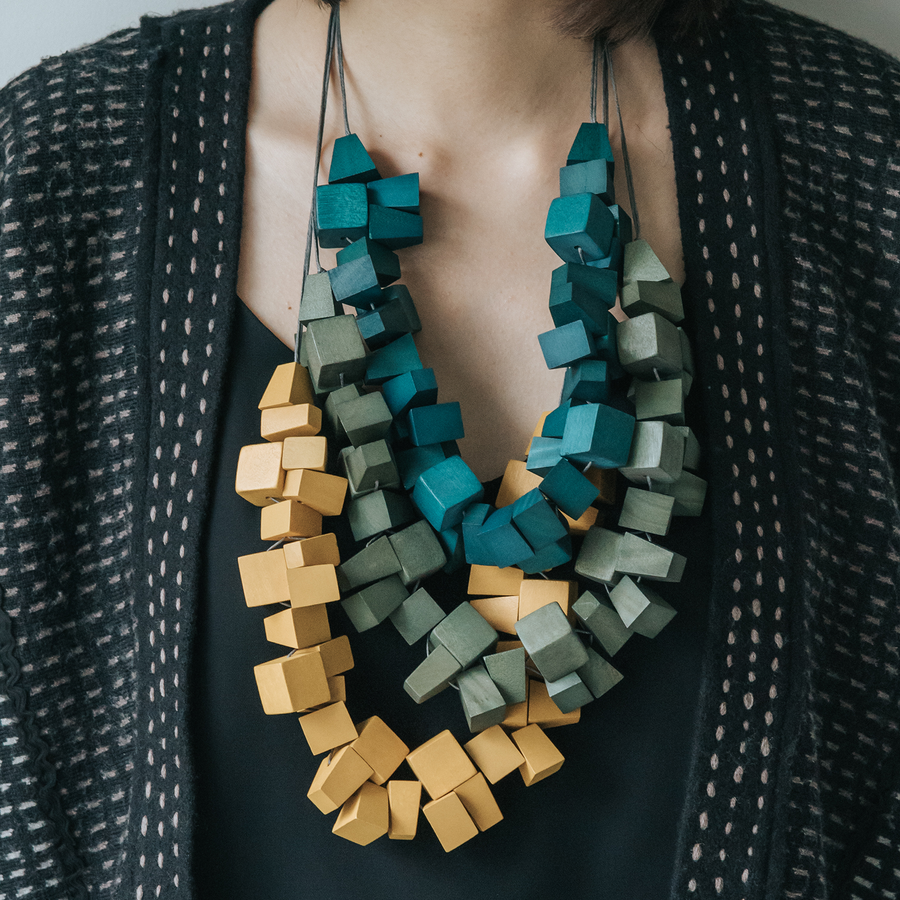 Block 2 Adjustable Necklace / Mustard
