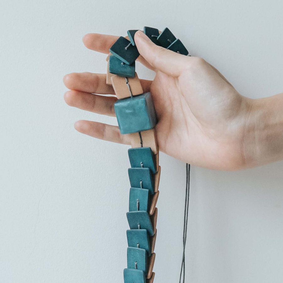Stacked Adjustable Necklace / Teal