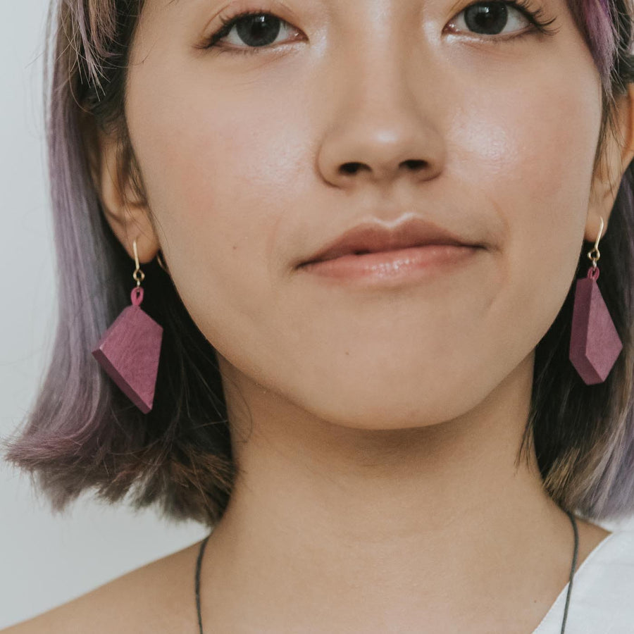Oblong Mismatch Earrings / Purple