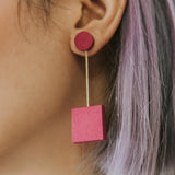 Mia Series 2 Square 1 Earrings / Magenta