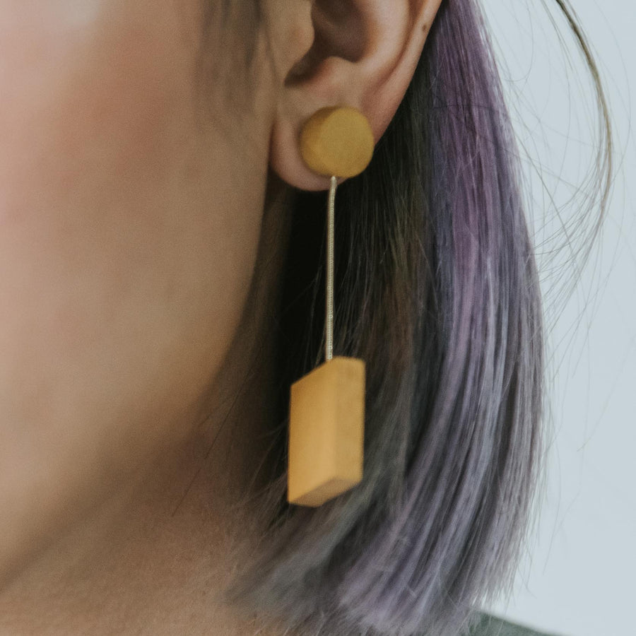 Mia Series 2 Square 1 Earrings / Mustard