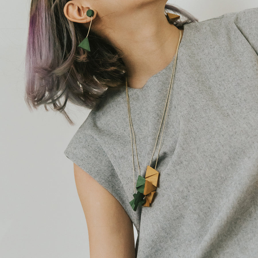 Mia Series 2 Triangle Necklace / Forest
