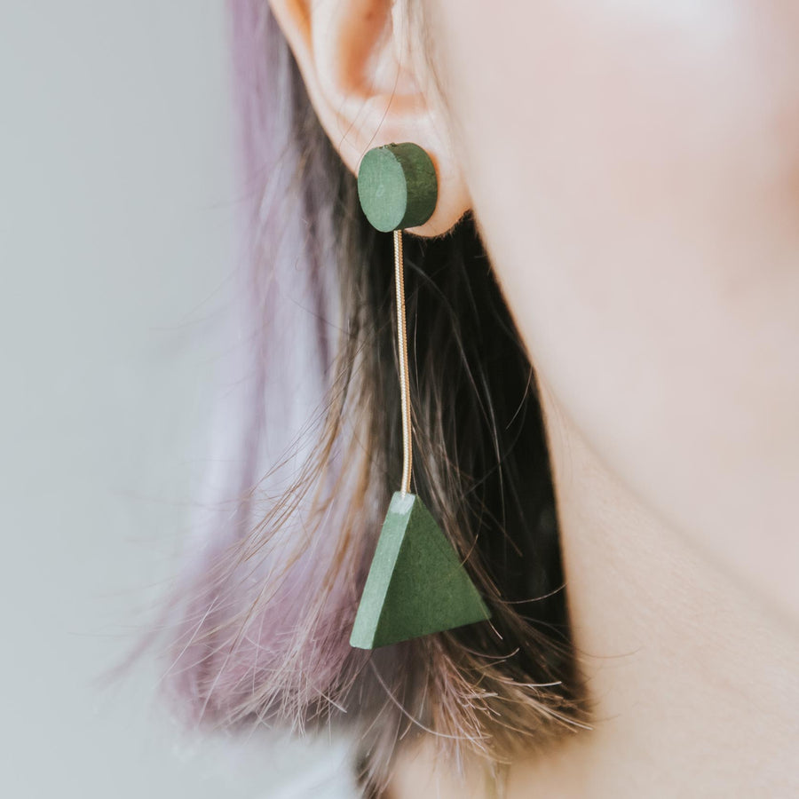Mia Series 2 Triangle Earrings / Forest